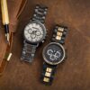 BOBO BIRD Engraved Wooden Watch For Men Luxury Chronograph Military Quartz Watches