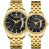 Mens Ladies Quartz Wrist Watch Moon Calendar Diamond Stainless Steel, Chenxi Couple Watches