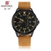 NAVIFORCE 9074 Mens Quartz Watch Week Display Auto Date Leather Sport Best Watches