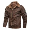 Dropshipping Fashion Zipper Mens Jackets Motorcycle Pockets Male Vintage Coats Biker Faux Leather Outerwear