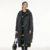 2023 Winter New Elegant Casual W plaid design Mid-length down jacket Plus Size Women’s Vintage Long Hooded Coats 6019