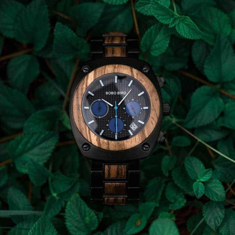 BOBO BIRD Gift Watches Engraved Wooden Watch For Men Handmade Zebrawood Multifunctional