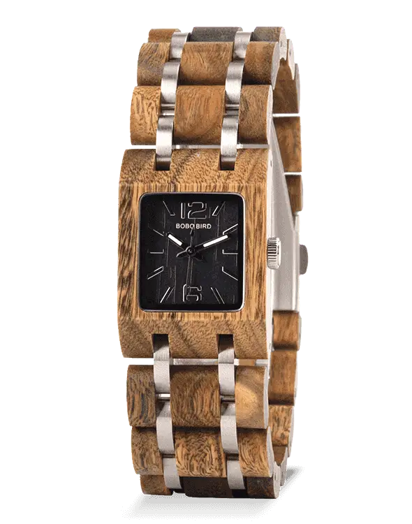 BOBO BIRD Gift Watches Elegant Square Dial Female Wood Watch for Girlfriend