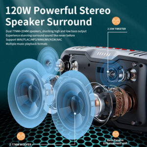 Portable 20W Wireless Speaker IPX6 Rechargeable with USB Charge Out and Aux Input TF Card - Image 4