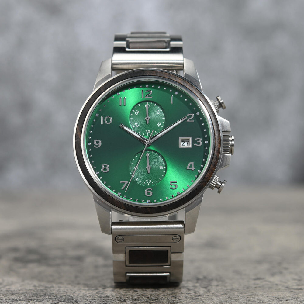 BOBO BIRD Classic Chronograph Wooden Watch Ebony Green - Image 6