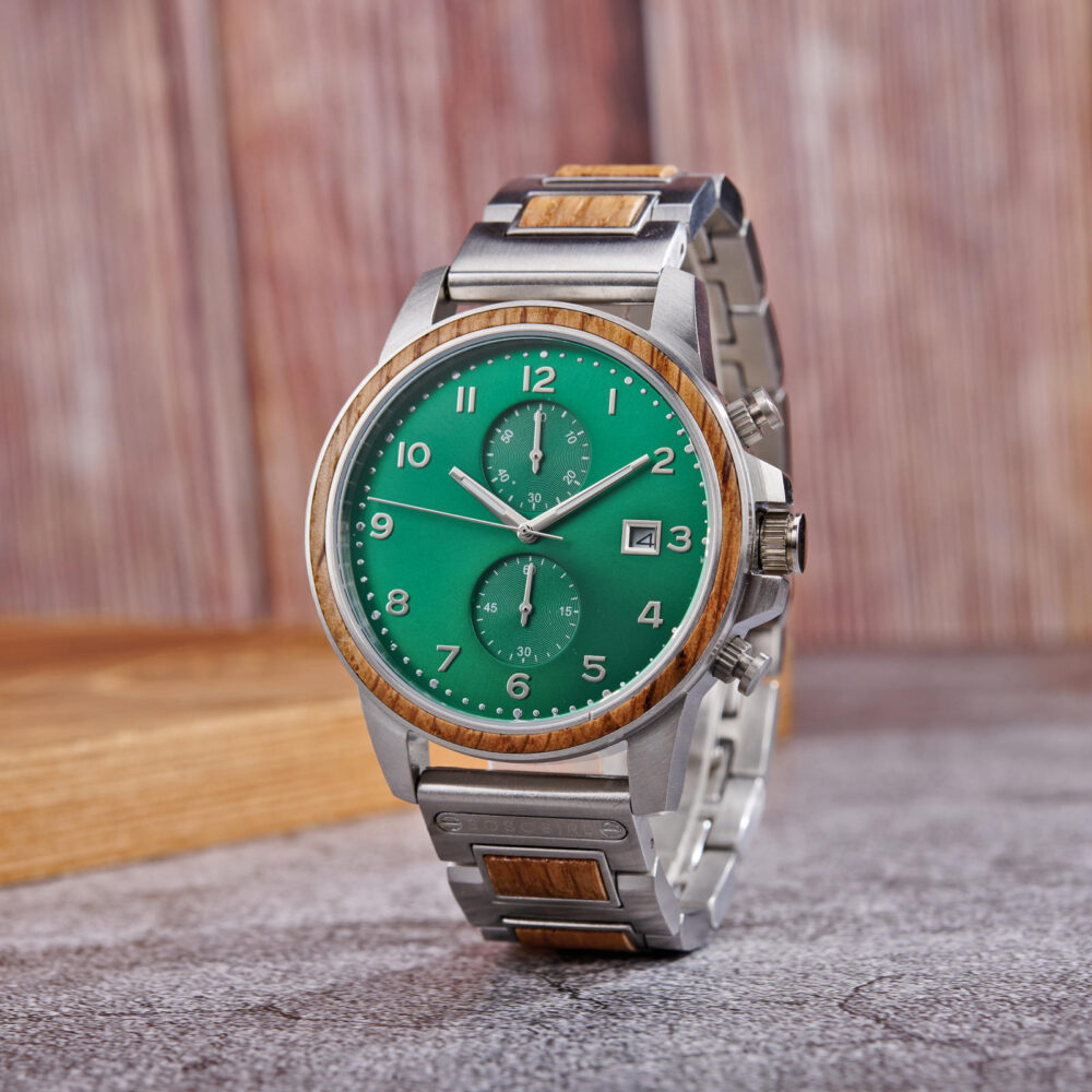 BOBO BIRD Classic Chronograph Wooden Watch Ebony Green - Image 11