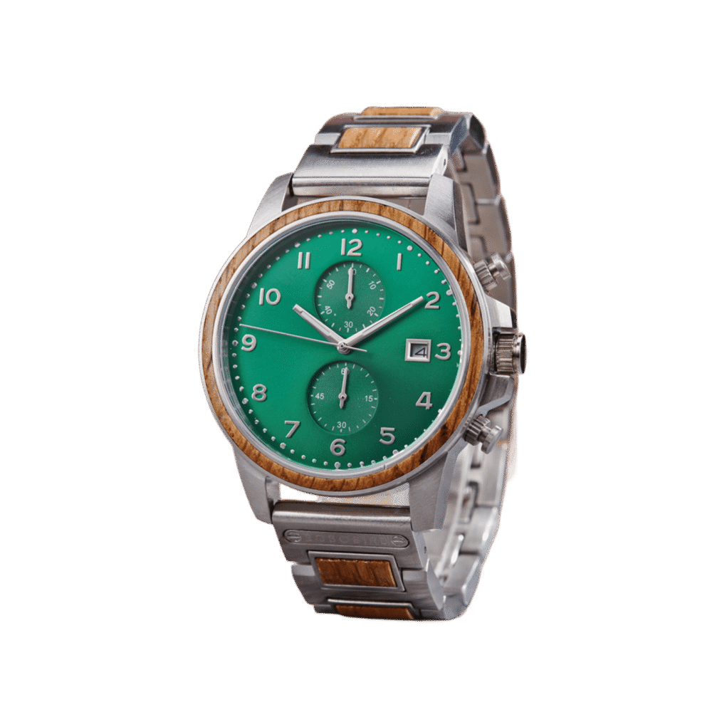 BOBO BIRD Classic Chronograph Wooden Watch Ebony Green - Image 3