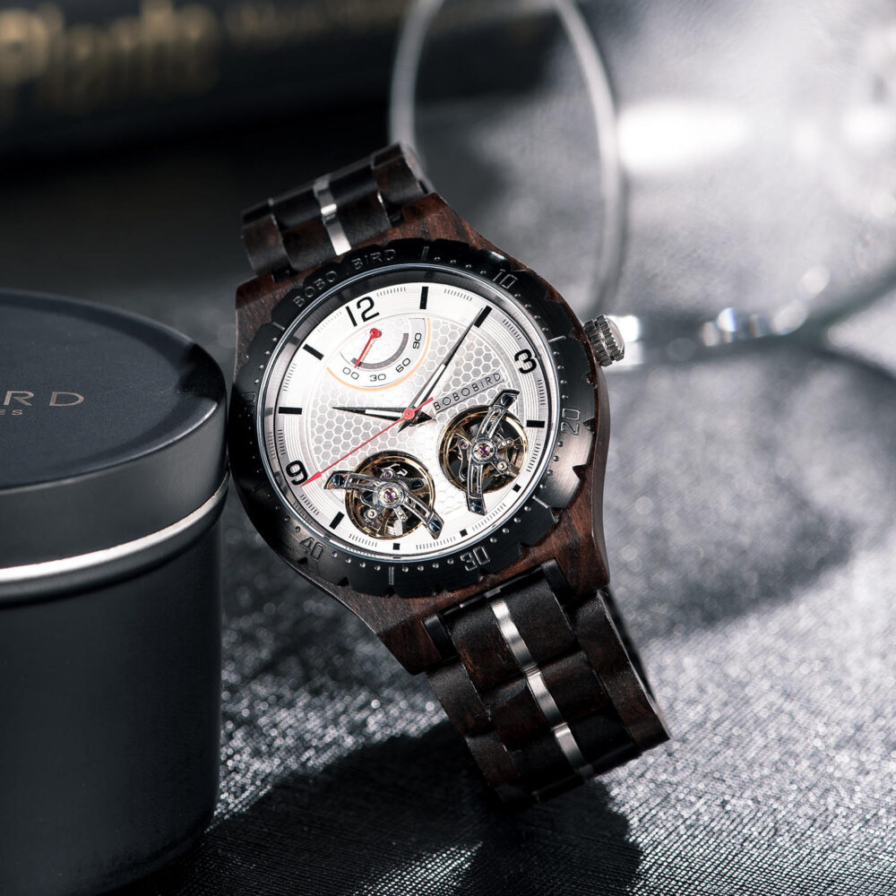 BOBO BIRD Gemini – Automatic Movement – Black Sandalwood T18-1 Watch - Image 2