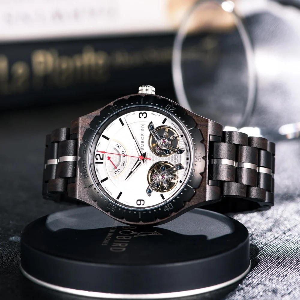 BOBO BIRD Gemini – Automatic Movement – Black Sandalwood T18-1 Watch - Image 4