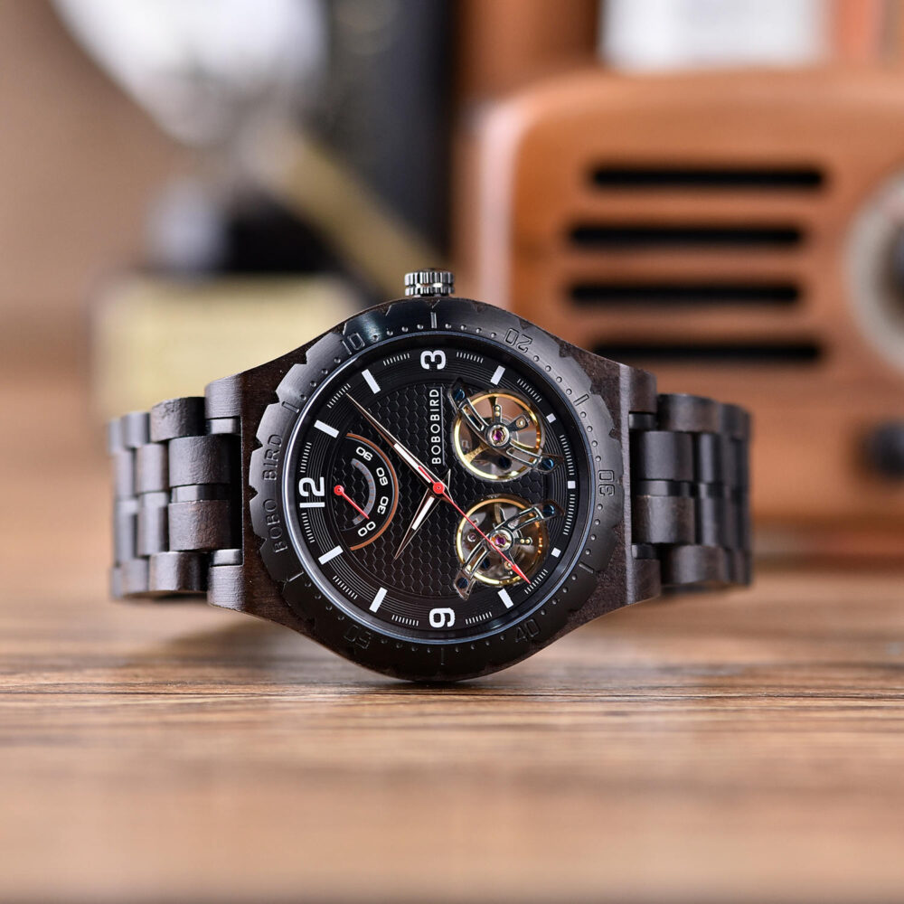 BOBO BIRD Gemini – Automatic Movement – Black Sandalwood T18-1 Watch - Image 7
