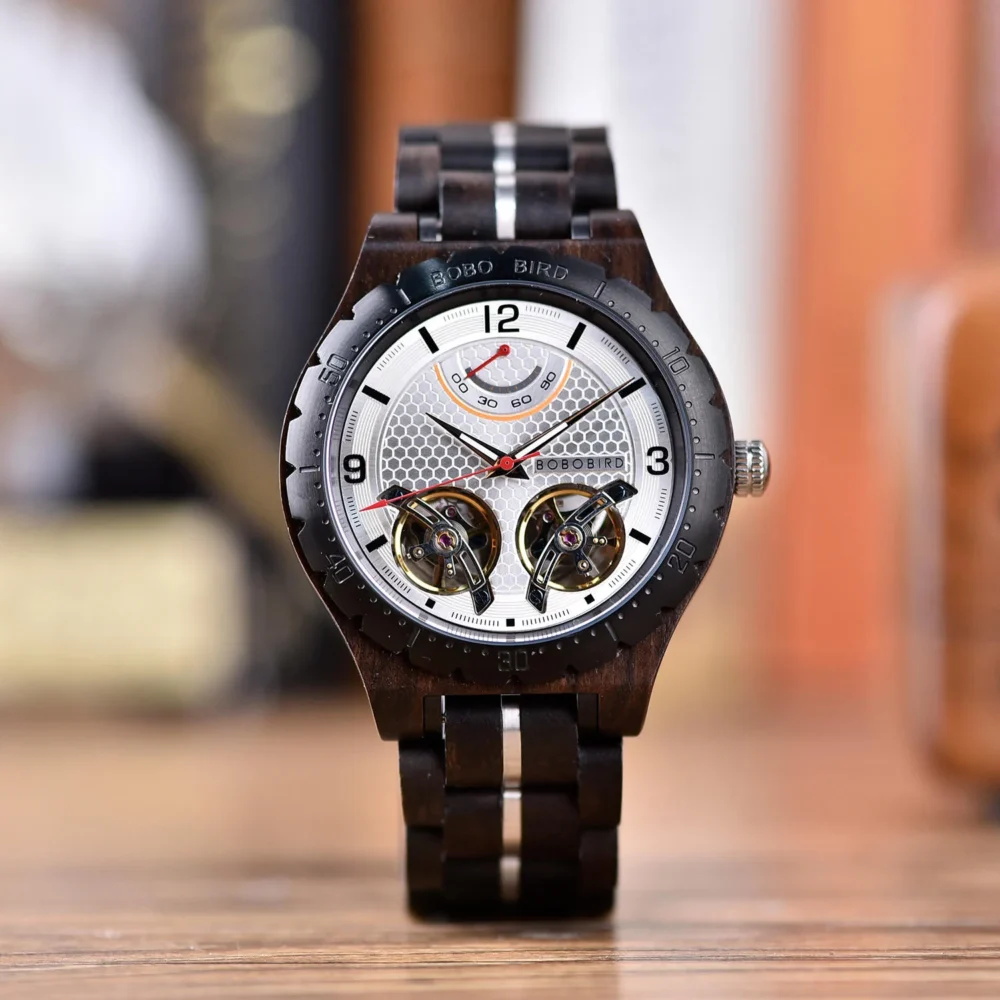 BOBO BIRD Gemini – Automatic Movement – Black Sandalwood T18-1 Watch - Image 8