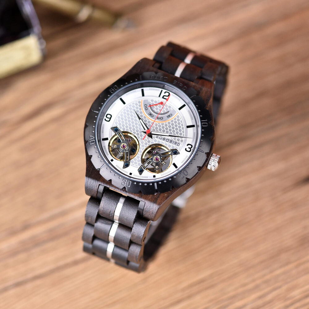 BOBO BIRD Gemini – Automatic Movement – Black Sandalwood T18-1 Watch - Image 12