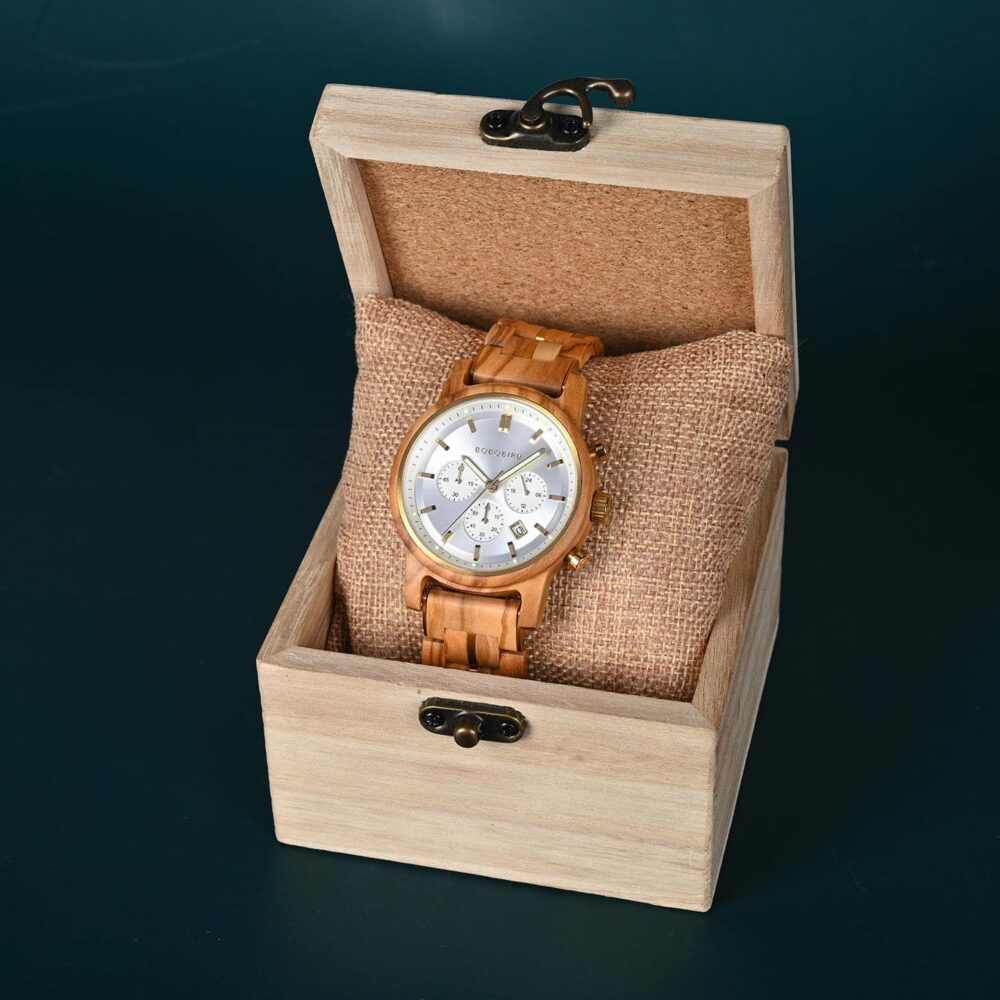 BOBO BIRD Classic Collection Handmade Olivewood White 44MM Watch - Image 9