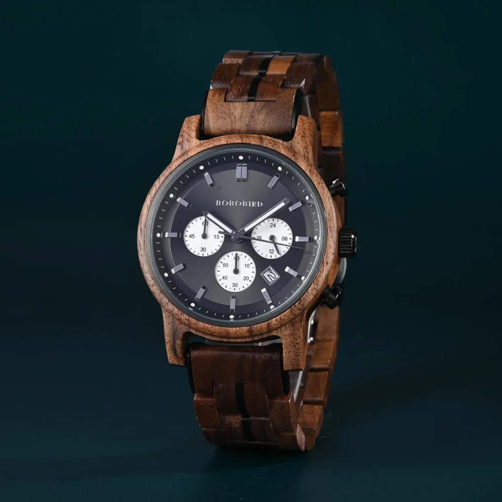 BOBO BIRD Classic Collection Handmade Olivewood White 44MM Watch - Image 27