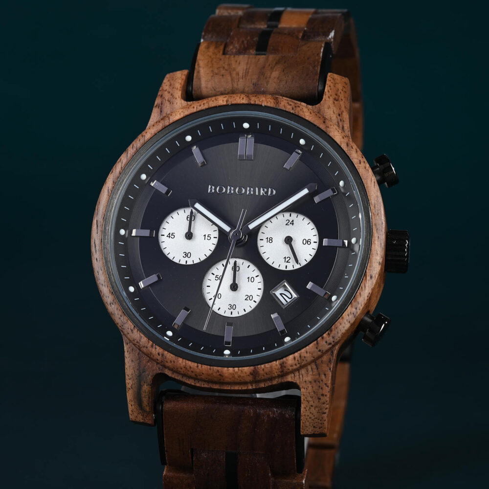 BOBO BIRD Classic Collection Handmade Olivewood White 44MM Watch - Image 32