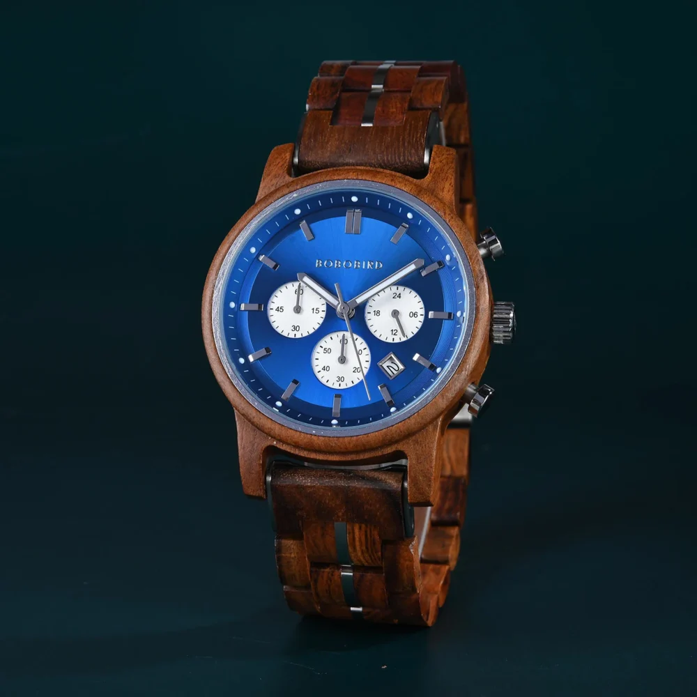 BOBO BIRD Classic Collection Handmade Olivewood White 44MM Watch - Image 33