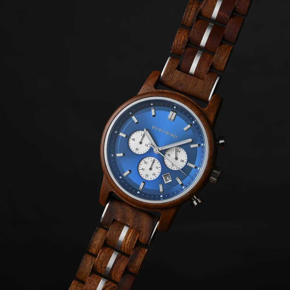 BOBO BIRD Classic Collection Handmade Olivewood White 44MM Watch - Image 37