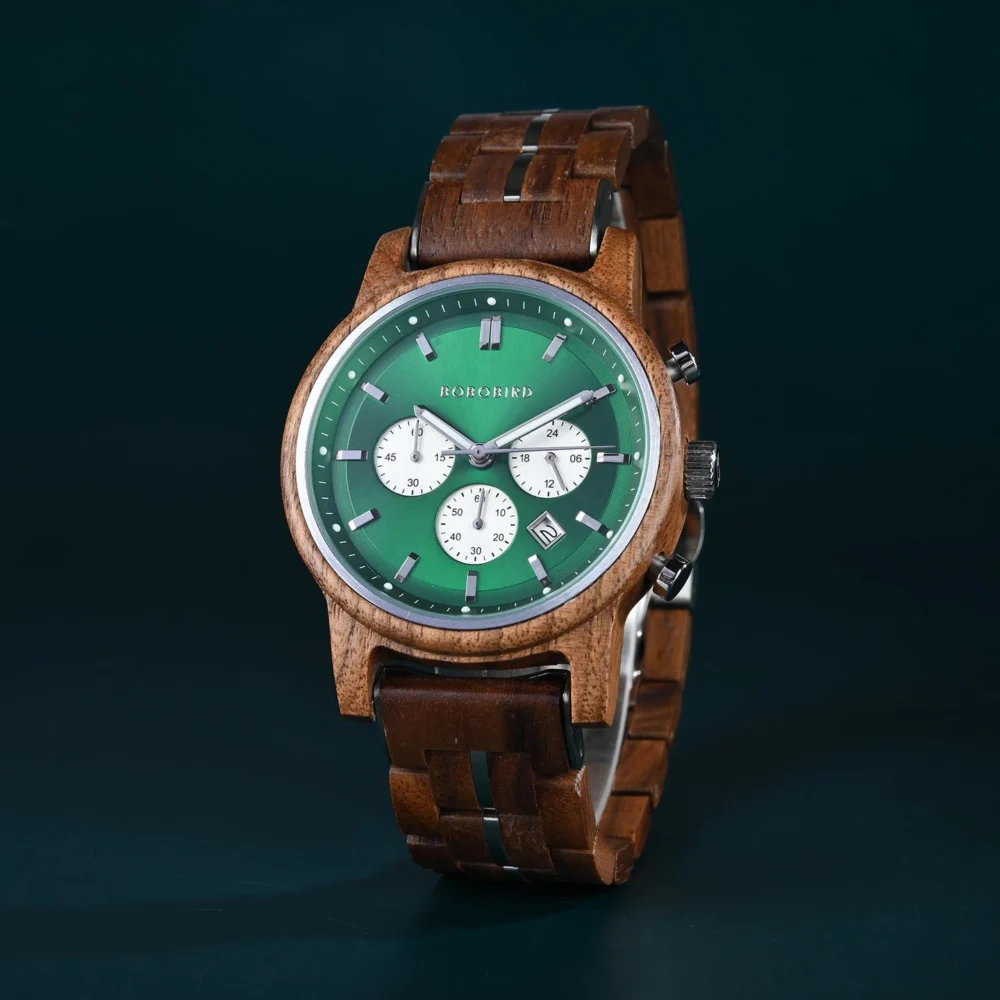 BOBO BIRD Classic Collection Handmade Olivewood White 44MM Watch - Image 22