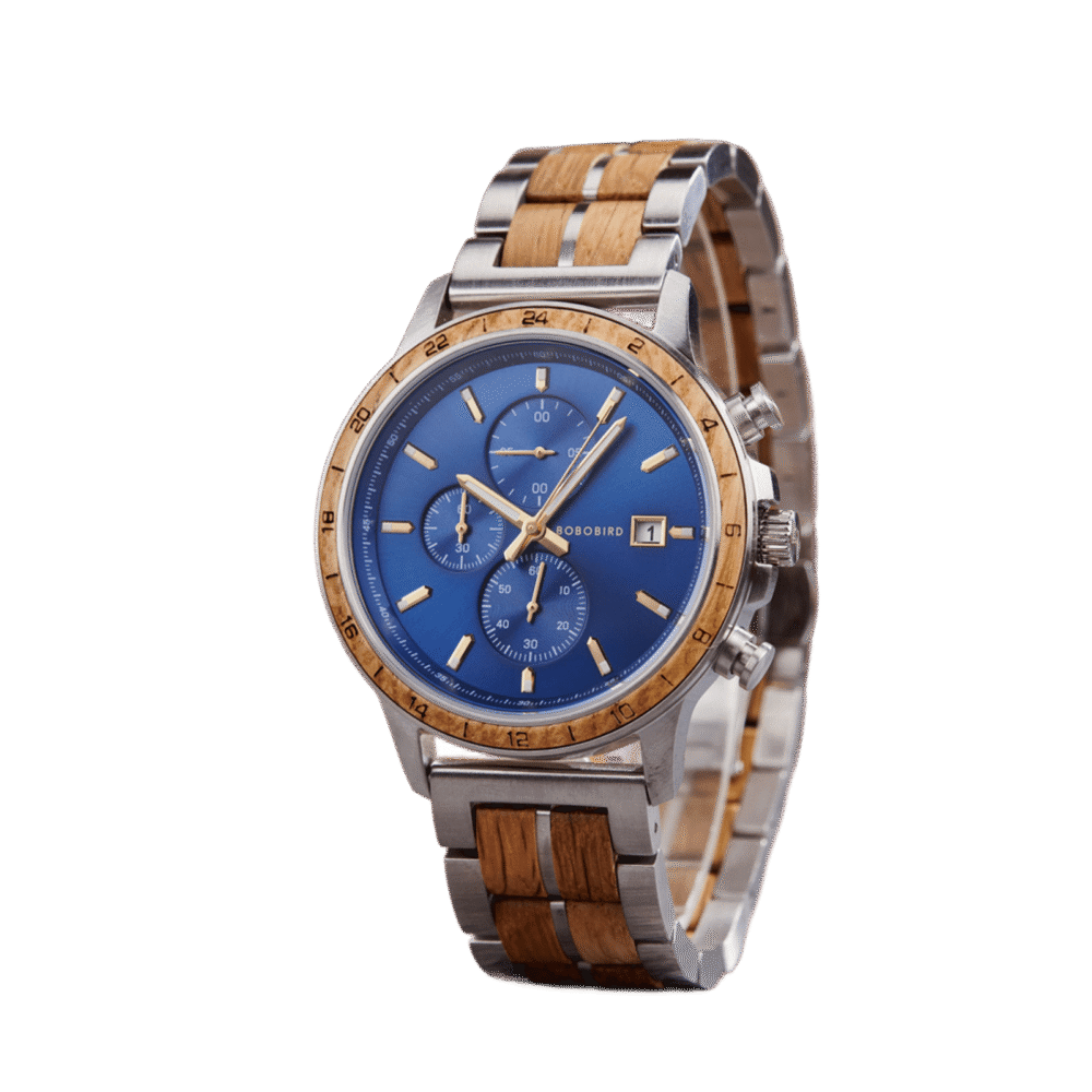 BOBO BIRD Classic Chronograph Wooden Watch Ebony Green - Image 4