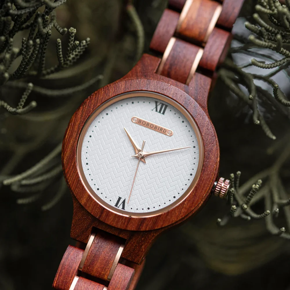 Wooden Watches for Women Natural Rosewood Glod – Sky - Image 6