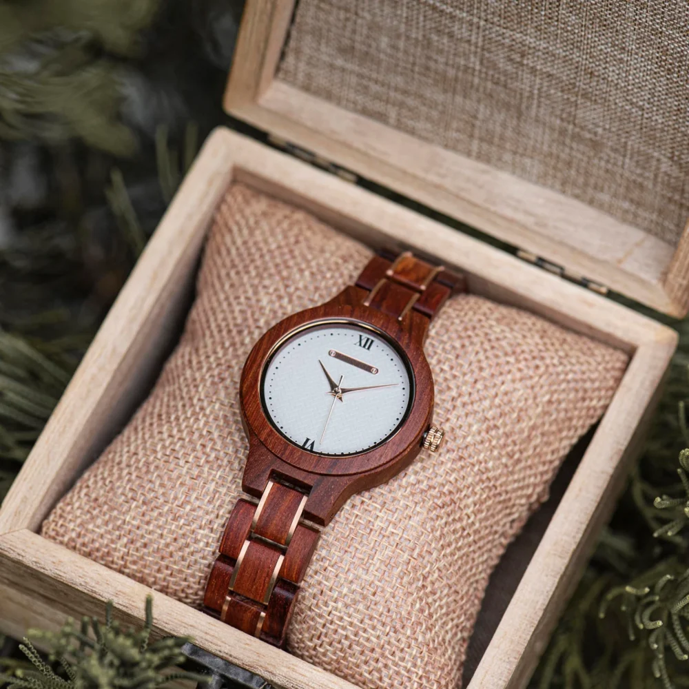 Wooden Watches for Women Natural Rosewood Glod – Sky - Image 8