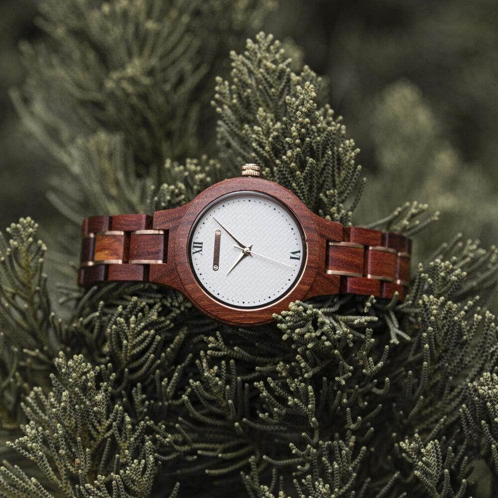 Wooden Watches for Women Natural Rosewood Glod – Sky - Image 5