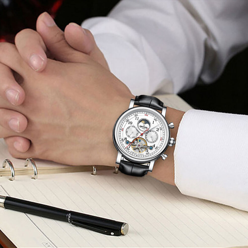 KINYUED Luxury Mechanical  Automatic  Leather Men's Wristwatch - Image 4