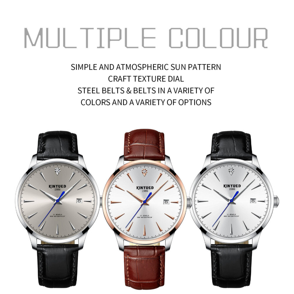 KINYUED Leather Band  Waterproof Tourbillon Automatic Mechanical Movement Wristwatch for Men - Image 6