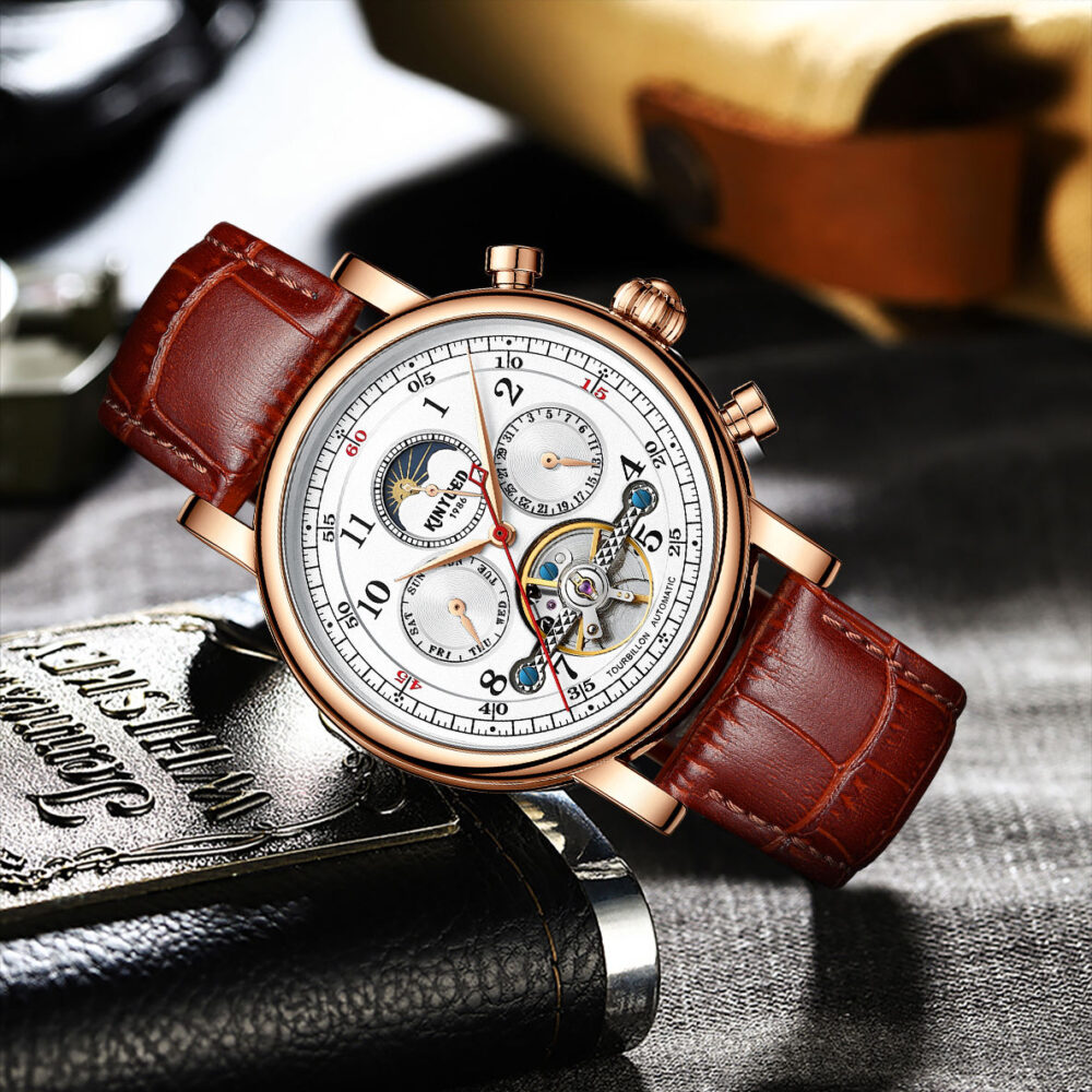 KINYUED Luxury Mechanical  Automatic  Leather Men's Wristwatch - Image 2