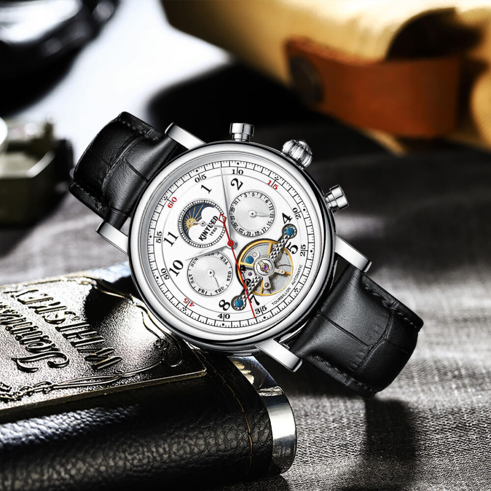 KINYUED Luxury Mechanical  Automatic  Leather Men's Wristwatch - Image 5