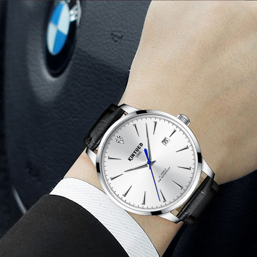 KINYUED Leather Band  Waterproof Tourbillon Automatic Mechanical Movement Wristwatch for Men - Image 7