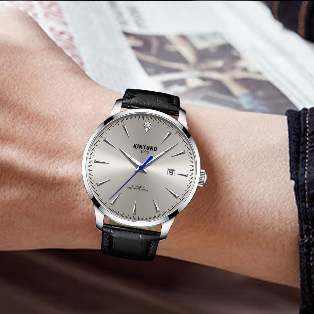 KINYUED Leather Band  Waterproof Tourbillon Automatic Mechanical Movement Wristwatch for Men - Image 2