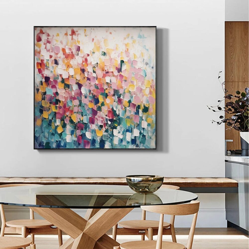 Colorful Texture Framed Wall Art Abstract 3D Textured Handmade Oil Living Room Decor Boho Canvas Decorative Painting - Image 2