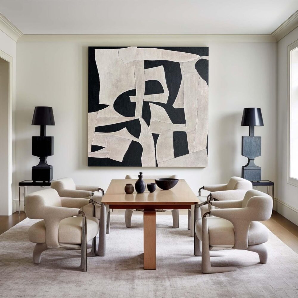 Minimalist Framed Wall Art Abstract 3D Textured Handmade Oil Living Room Decor Neutral Decorative Paintings - Image 5