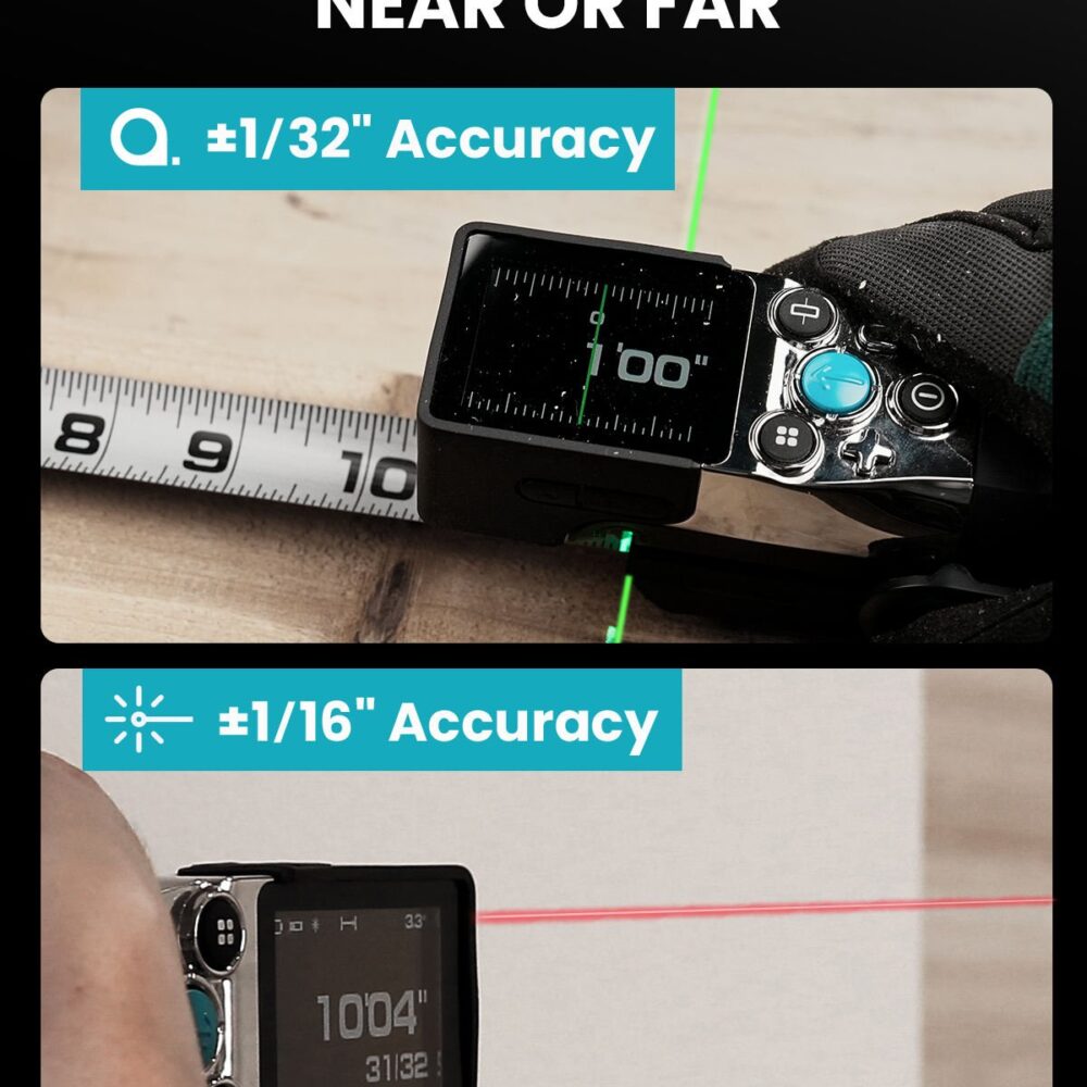 MiLESEEY XTAPE1 Professional Accurate Digital Tape Measure Instant Green Laser Readout Replaceable Blades Laser Rangefinder - Image 3