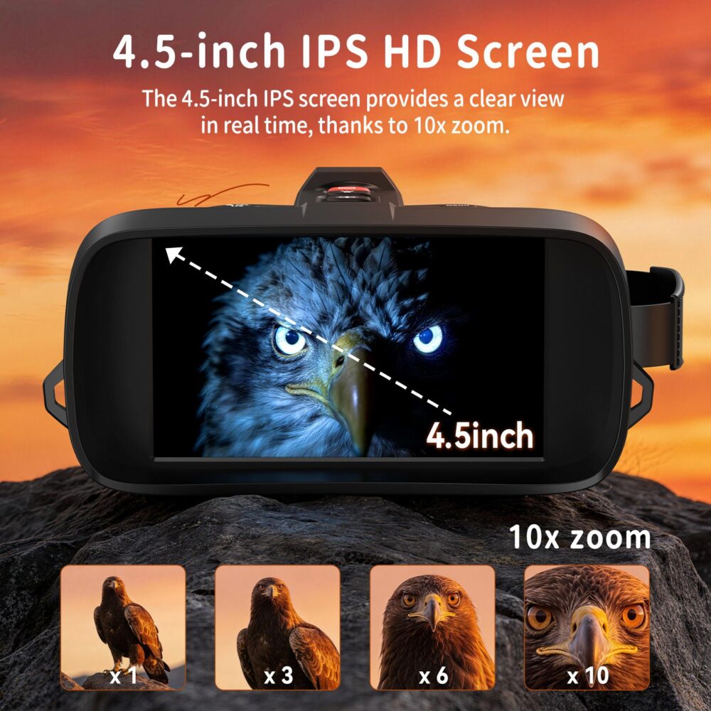 Compact Digital Night Vision Binoculars 10x Zoom Wide Field View 1080P HD Video 2MP Photo Birdwatching Nature Observation - Image 3