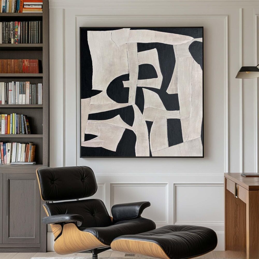 Minimalist Framed Wall Art Abstract 3D Textured Handmade Oil Living Room Decor Neutral Decorative Paintings - Image 2