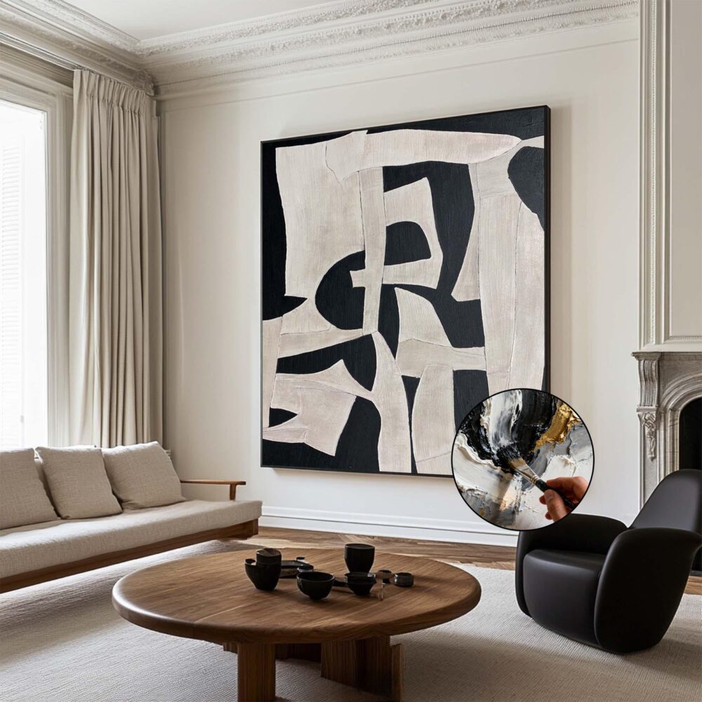 Minimalist Framed Wall Art Abstract 3D Textured Handmade Oil Living Room Decor Neutral Decorative Paintings - Image 6