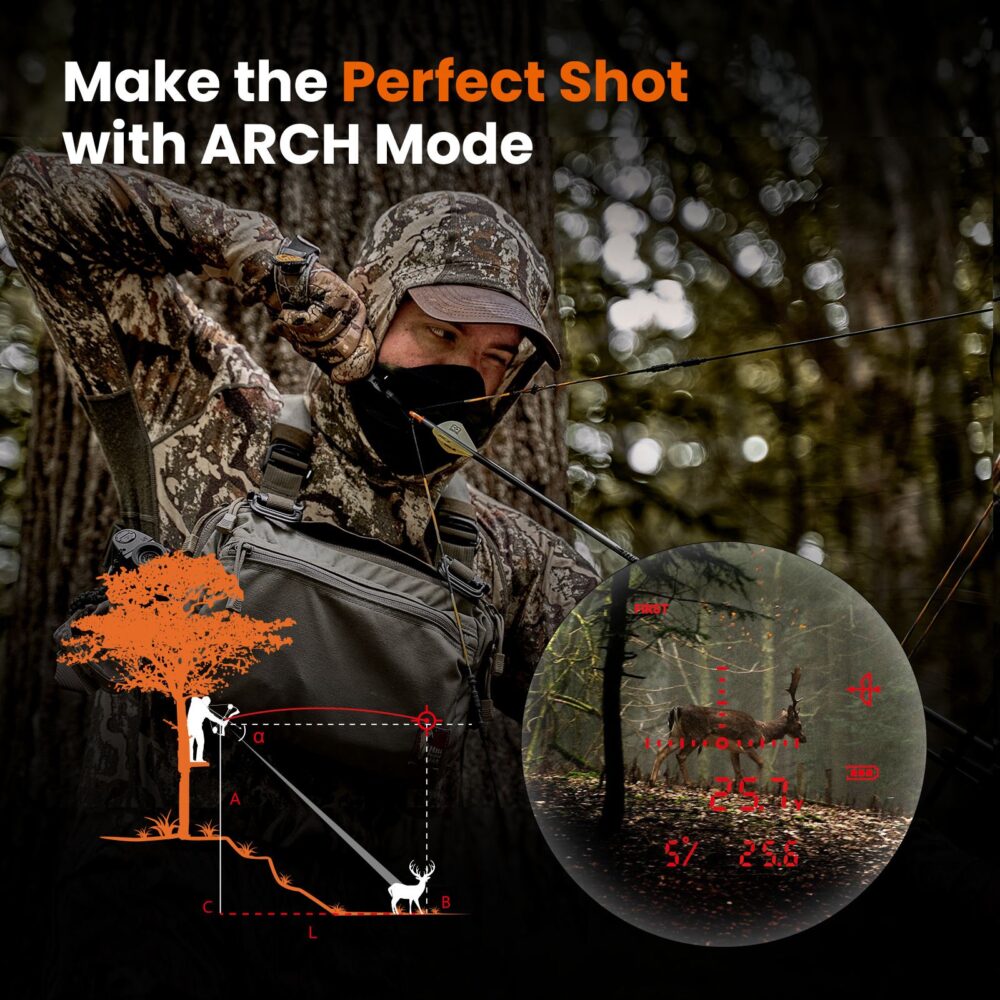 Mileseey IONJET2 Archery Rangefinder Rechargeable 2000Yd, Distance/Angle/Speed/Scan Multi Functional IP65 Rangefinder with Bag - Image 4